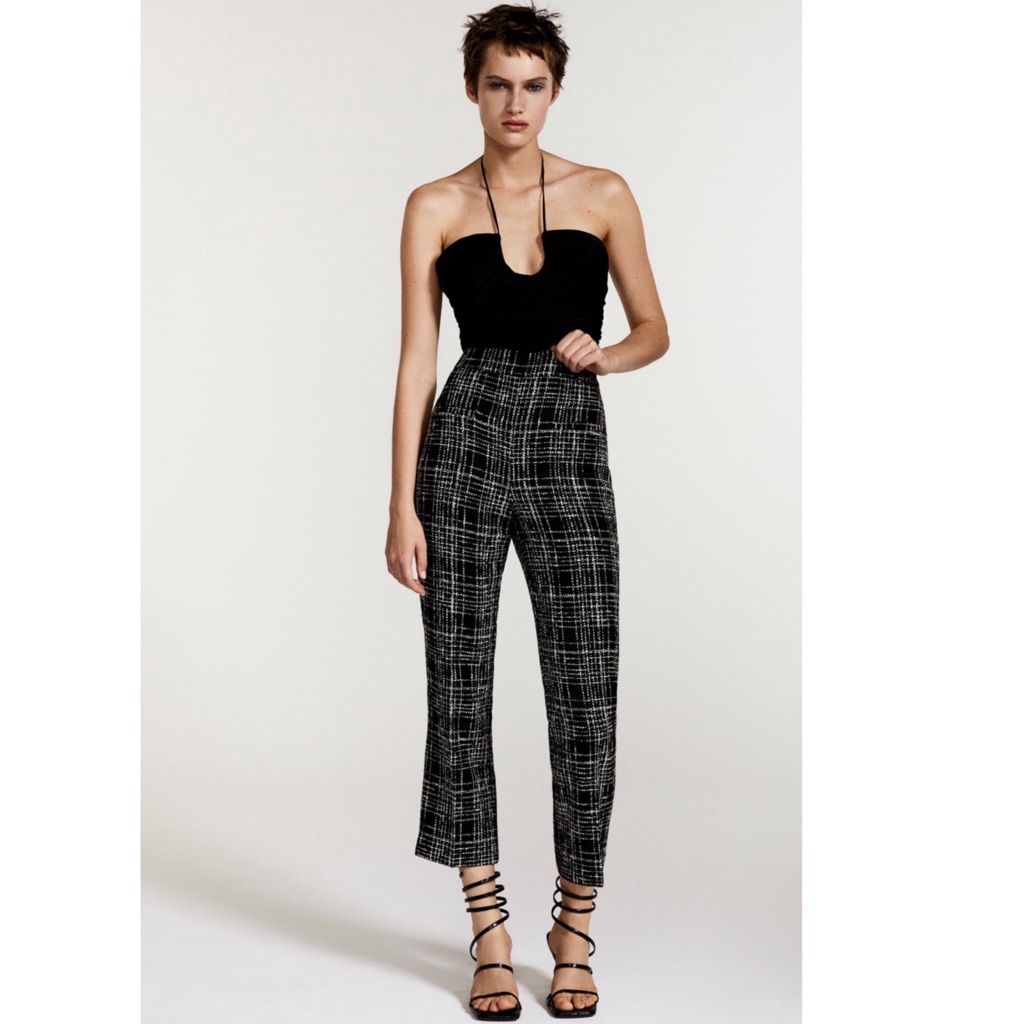 Structured Checkered Pants